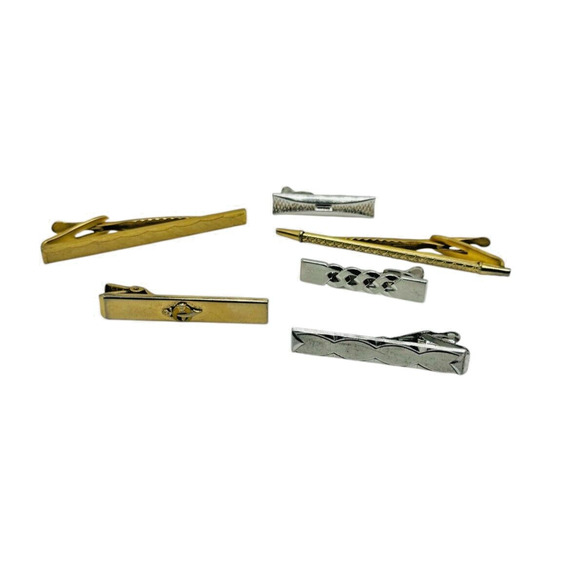 Lot of 6 Vintage Tie Clips Foster, Anson, Hickok Men's Jewelry - Picture 1 of 6